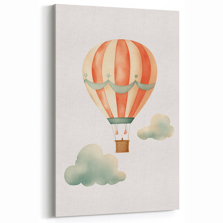 Vintage Hot Air Balloon Nursery Wall Art - Baby Room Decor