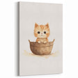 Cute Kitten in Basket Nursery Wall Art - Baby Room Decor