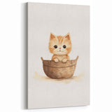 Cute Kitten in Basket Nursery Wall Art - Baby Room Decor
