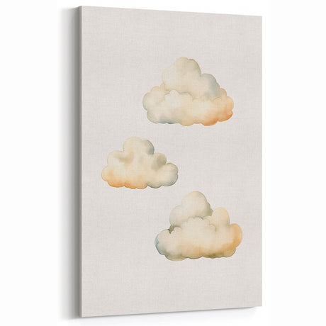 Soft Watercolor Clouds Nursery Wall Art - Baby Room Decor