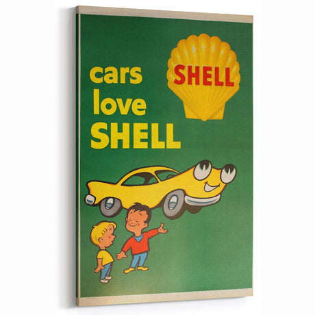 Retro Shell Ad Wall Art - Vintage Prints for Car Enthusiasts
