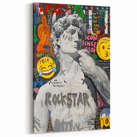 Vibrant Pop Art Wall Art – Colorful David Statue Canvas