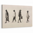 Vintage Portrait Art – Retro Walkers Sketch Canvas Print
