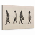 Vintage Portrait Art – Retro Walkers Sketch Canvas Print