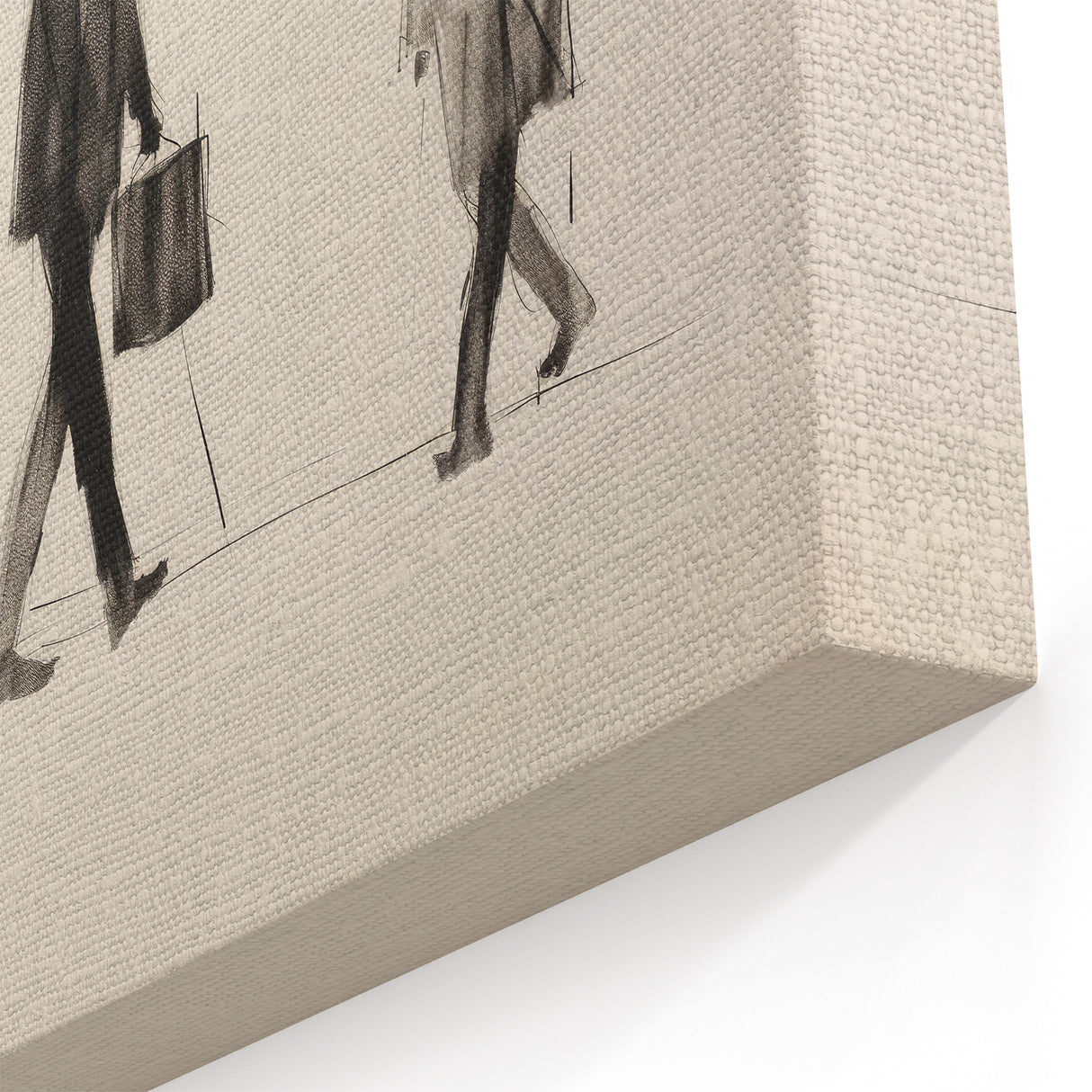 Vintage Portrait Art – Retro Walkers Sketch Canvas Print