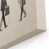 Vintage Portrait Art – Retro Walkers Sketch Canvas Print