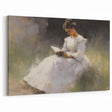 Vintage Portrait Art – Lady Reading in Garden Canvas Print