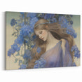 Vintage Portrait Art – Lady in Blue Flowers Canvas Print