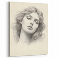 Vintage Portrait Art – Monochrome Lady Sketch Canvas Print