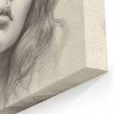 Vintage Portrait Art – Monochrome Lady Sketch Canvas Print