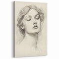 Vintage Portrait Art – Graceful Lady Pencil Sketch Canvas Print
