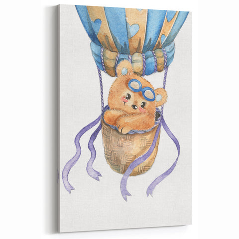 Hot Air Balloon Bear - Nursery Wall Art for Baby Room Decor