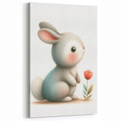 Soft Bunny Nursery Wall Art - Framed Baby Room Decor Print
