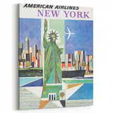 New York Vintage Travel Poster - Retro Statue of Liberty Art