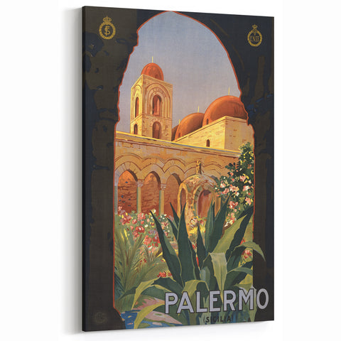 Palermo Vintage Travel Poster - Retro Italian Architecture Art