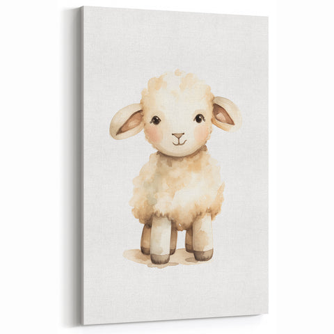 Cute Fluffy Lamb Nursery Wall Art - Baby Room Decor Print