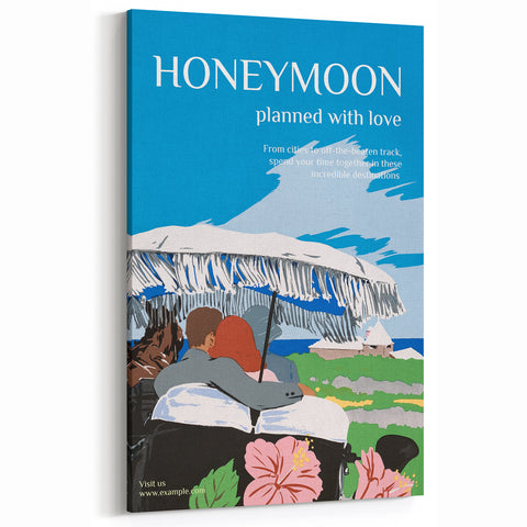 Vintage Travel Poster - Honeymoon Getaway | Retro Romance Art Print