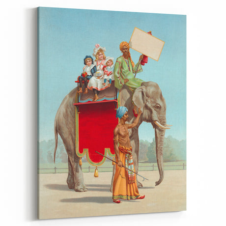 Vintage Travel Poster - Circus Elephant Ride | Retro Family Fun Art