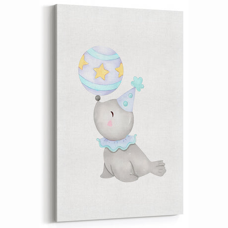 Circus Seal Nursery Wall Art - Nursery Canvas Prints