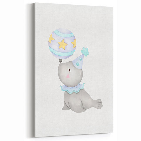 Circus Seal Nursery Wall Art - Nursery Canvas Prints