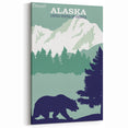 Alaska Retro Travel Poster Art | Vintage Mountain Bear Print