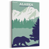 Alaska Retro Travel Poster Art | Vintage Mountain Bear Print