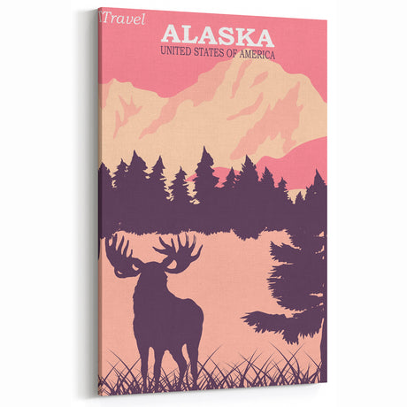 Alaska Retro Travel Poster | Vintage Moose Mountain Print