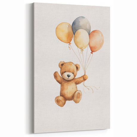 Floating Teddy Bear Nursery Wall Art – Baby Room Decor Prints