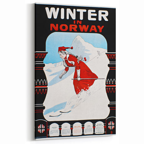 Winter in Norway Vintage Travel Poster - Retro Skiing Art