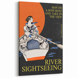 River Sightseeing Vintage Travel Poster - Retro Row-Boat Art