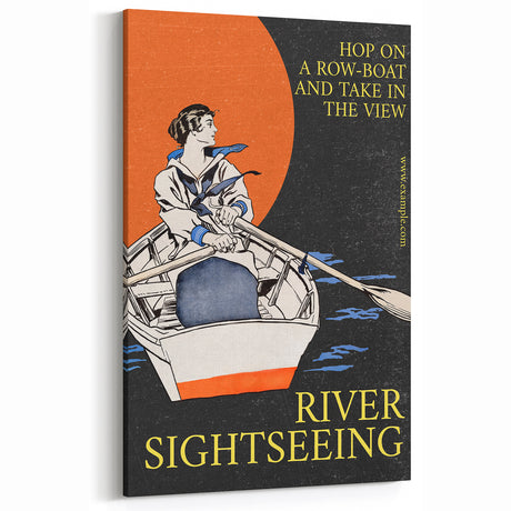 River Sightseeing Vintage Travel Poster - Retro Row-Boat Art