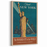 New York Vintage Travel Poster - Retro Statue of Liberty Art