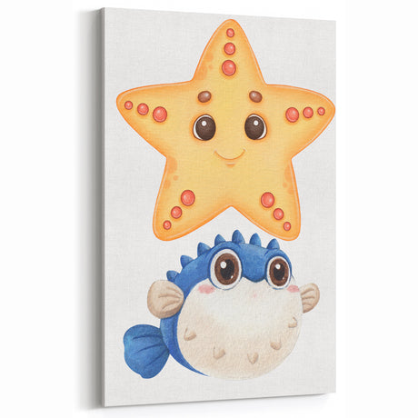 Cute Starfish & Pufferfish Nursery Wall Art – Baby Room Decor