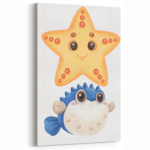 Cute Starfish & Pufferfish Nursery Wall Art – Baby Room Decor