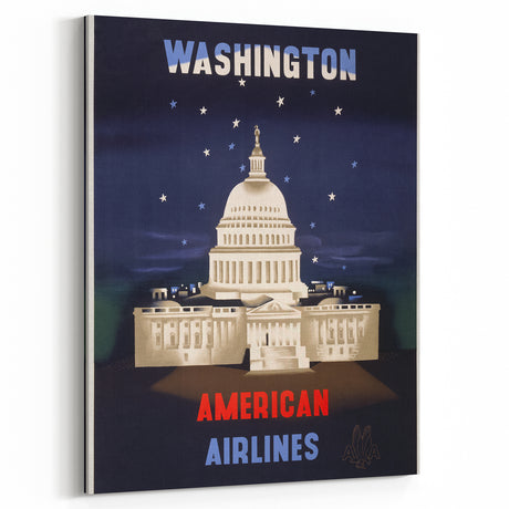 Washington Vintage Travel Poster - Retro American Airlines Art
