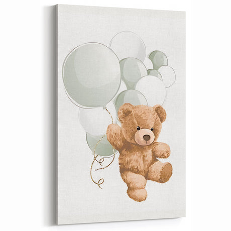 Teddy Bear Balloon Nursery Wall Art – Baby Room & Kids Decor