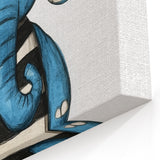 Striped Blue Elephant Nursery Art - Baby Room Decor