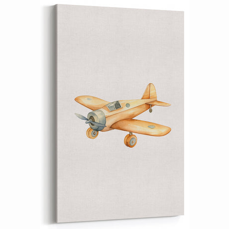 Vintage Wooden Airplane Nursery Wall Art – Baby Room Decor Prints