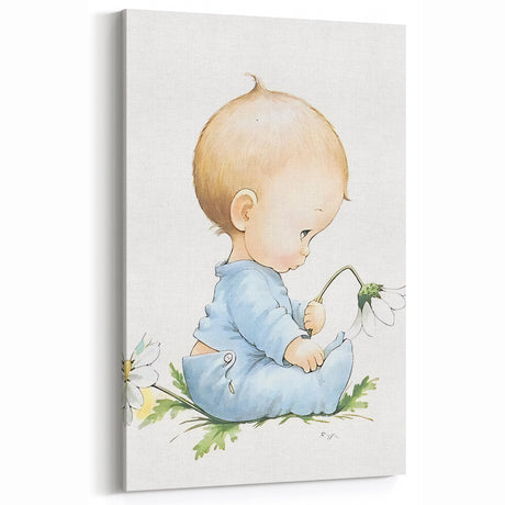 Baby with Flowers Nursery Wall Art – Kids Room & Baby Room Decor