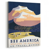See America Vintage Travel Poster - Welcome to Montana Art