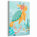 Floral Sea Turtle Nursery Art - Acrylic Baby Room Print