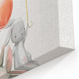 Floating Bunny Nursery Wall Art - Kids Room Balloon Print