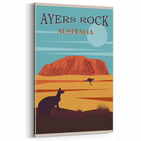 Ayers Rock Retro Travel Poster | Uluru Desert Landscape Art