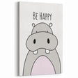 Be Happy Hippo Nursery Wall Art – Baby Room & Kids Decor Print