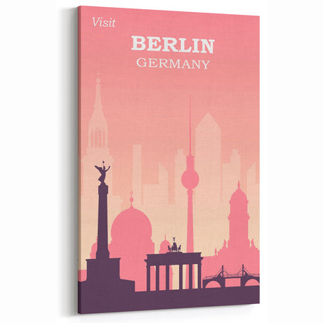 Berlin Retro Travel Poster | Iconic Landmarks & Skyline Art