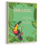 Brazil Retro Travel Poster | Tropical Paradise & Toucan Art