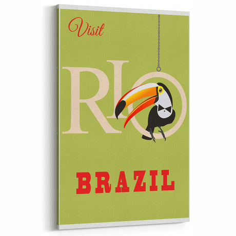 Rio Retro Travel Poster | Vibrant Toucan & Brazil Paradise Art