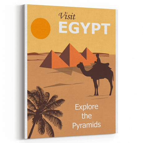 Retro Egypt Travel Poster – Vintage Pyramids and Camel Art