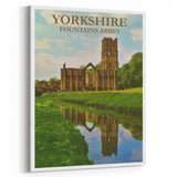Retro Yorkshire Fountains Abbey Poster – Vintage Travel Print