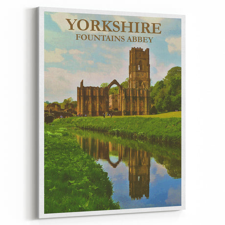 Retro Yorkshire Fountains Abbey Poster – Vintage Travel Print